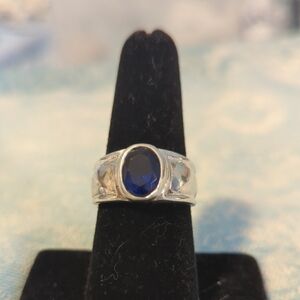 Sterling Silver Created Sapphire Ring